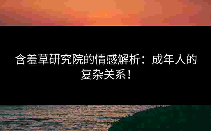 含羞草研究院的情感解析：成年人的复杂关系！