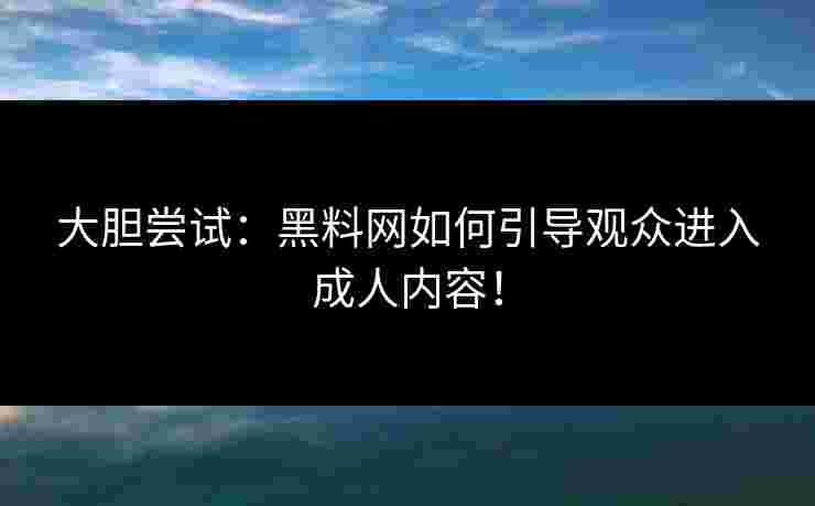 大胆尝试：黑料网如何引导观众进入成人内容！