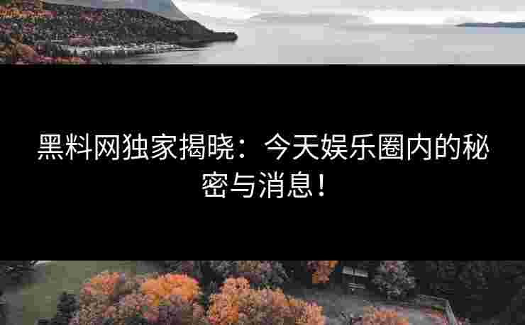 黑料网独家揭晓：今天娱乐圈内的秘密与消息！